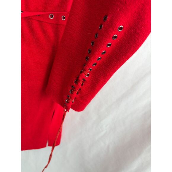 MNG Mango Red Sweater Knit Cardigan Artsy Size M Flowy Classic Closet Staple 90s - Picture 7 of 12